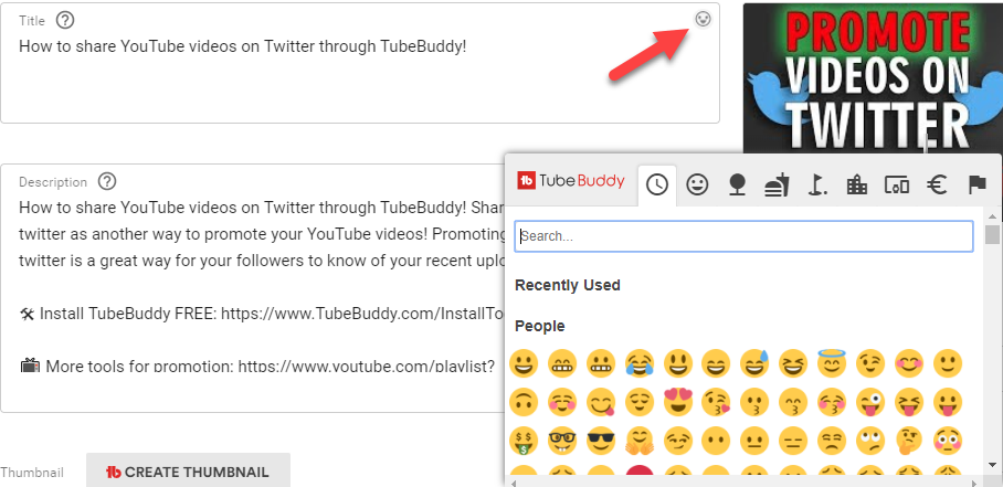 TubeBuddy Emoji Picker