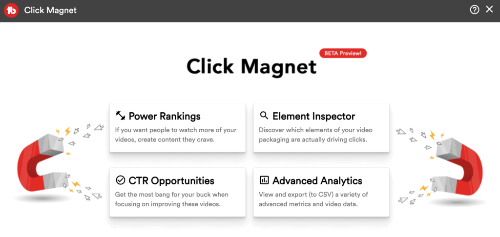 YouTube Click Magnet dashboard.