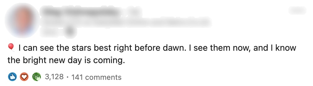 Inspiration quote from a LinkedIn post
