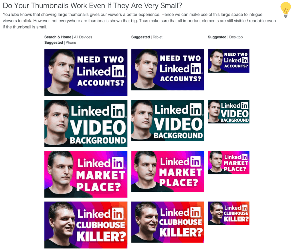 Do your YouTube thumbnails work, even if they are very small?