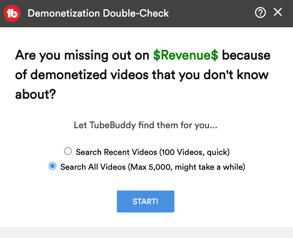 TubeBuddy Demonetization Double-Check