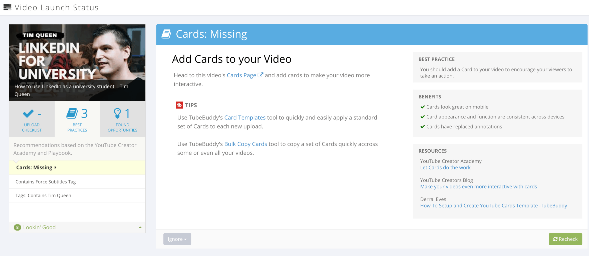 TubeBuddy Best Practice Audit