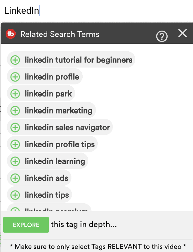 TubeBuddy Insta-Suggest