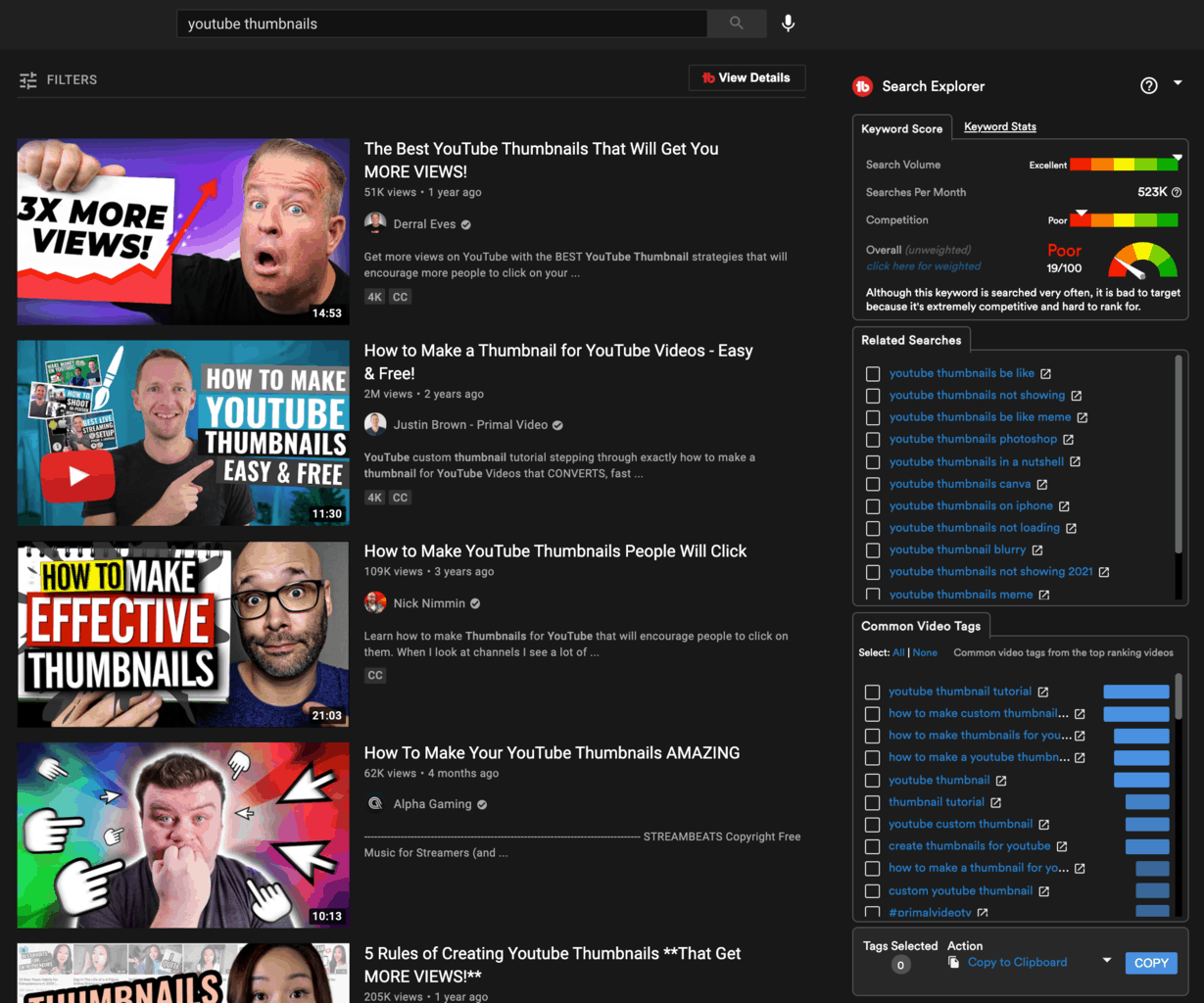 TubeBuddy Search Explorer