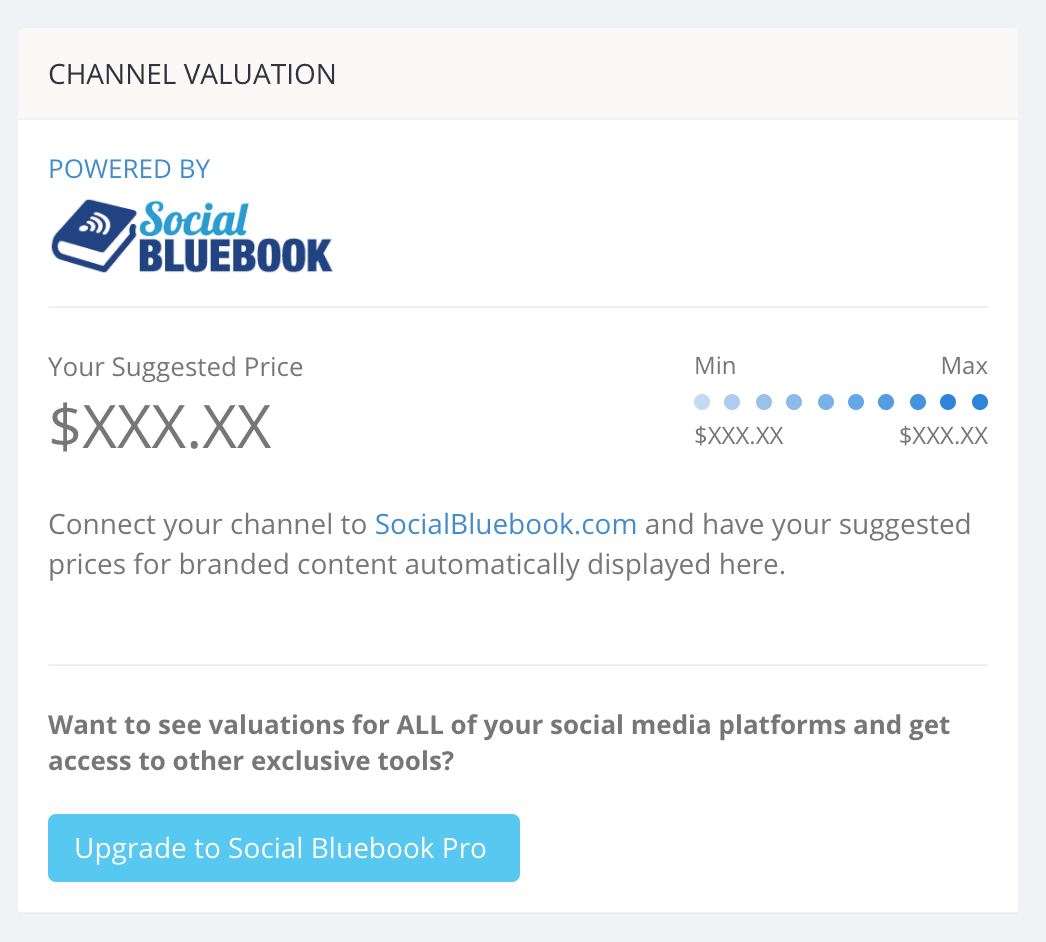 TubeBuddy Channel Valuation doesn't work without a paid Social Bluebook Pro account.