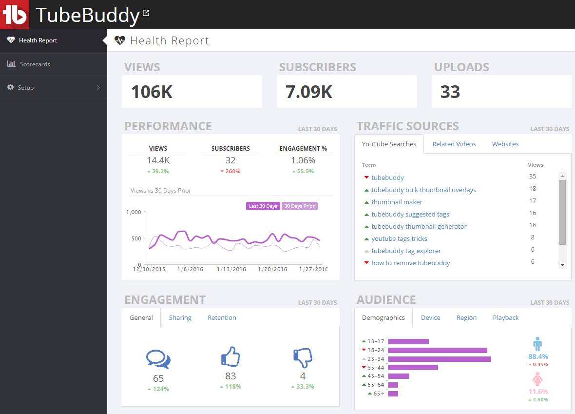 TubeBuddy Health Report tool