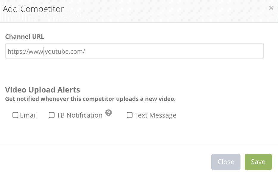 Add a new alert in the TubeBuddy Competitor Upload Alerts