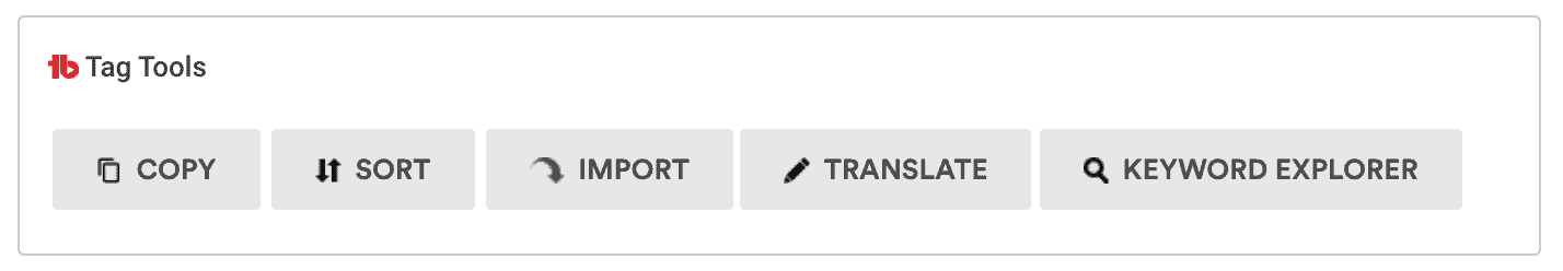 TubeBuddy Tag Tools