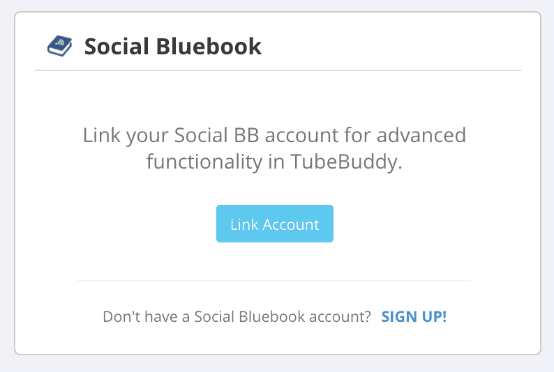 TubeBuddy's Social Bluebook integration