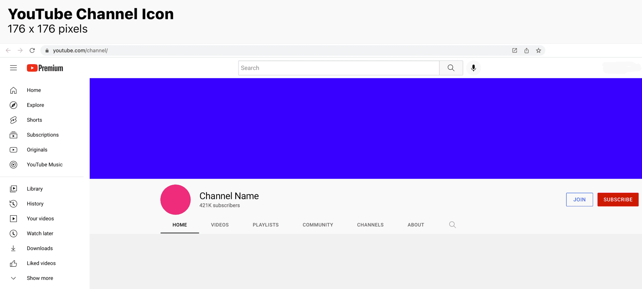 YouTube Channel Icon dimensions